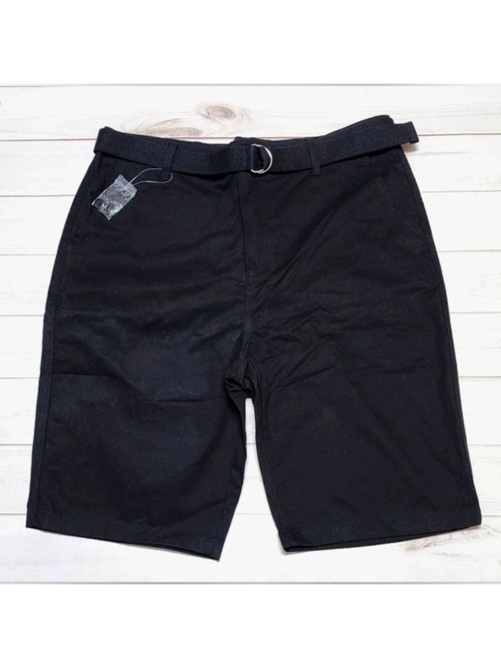 Wicked Stitch Men's Belted Casual Black Shorts Size 36 -New Without Tags